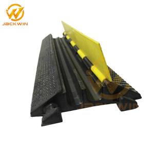 China Yellow Cover Flexible 2 Channel Cable Protector Ramp , Rubber Cable Wire Protector factory