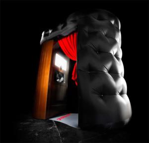 China Black With Red Advertising Inflatables Photo Booth For Exhibition factory