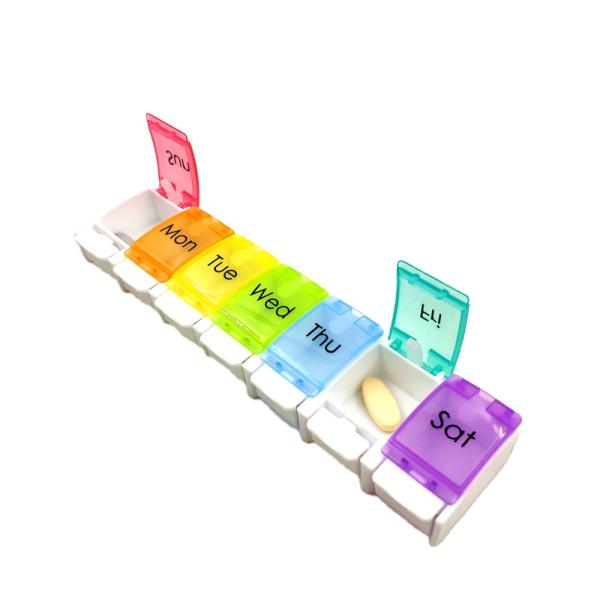 Amazon hot sell Weekly Pill Organizer Travel Portable Pill Cases Daily Pill Box 7 Compartments to Hold Vitamin Fish oil