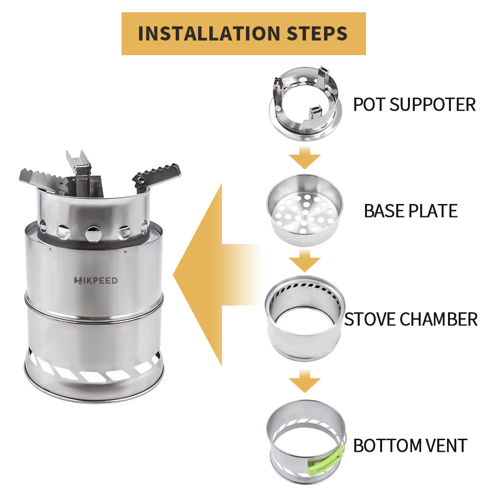 5.1"X7.7" SS Backpacking Stove Collapsible For Camp