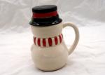 Covered Ceramic Christmas Coffee Mugs , Snowman Coffee Cups With Cap Lid / Scarf