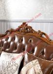 European Classic Solid Wooden Carving Frame with Italy Leather Upholstery Sofa