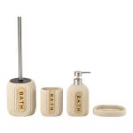Sand Stone Bathroom Accessories Sets Oval Shape With Wood Letter Printed