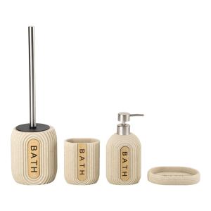China Sand Stone Bathroom Accessories Sets Oval Shape With Wood Letter Printed factory