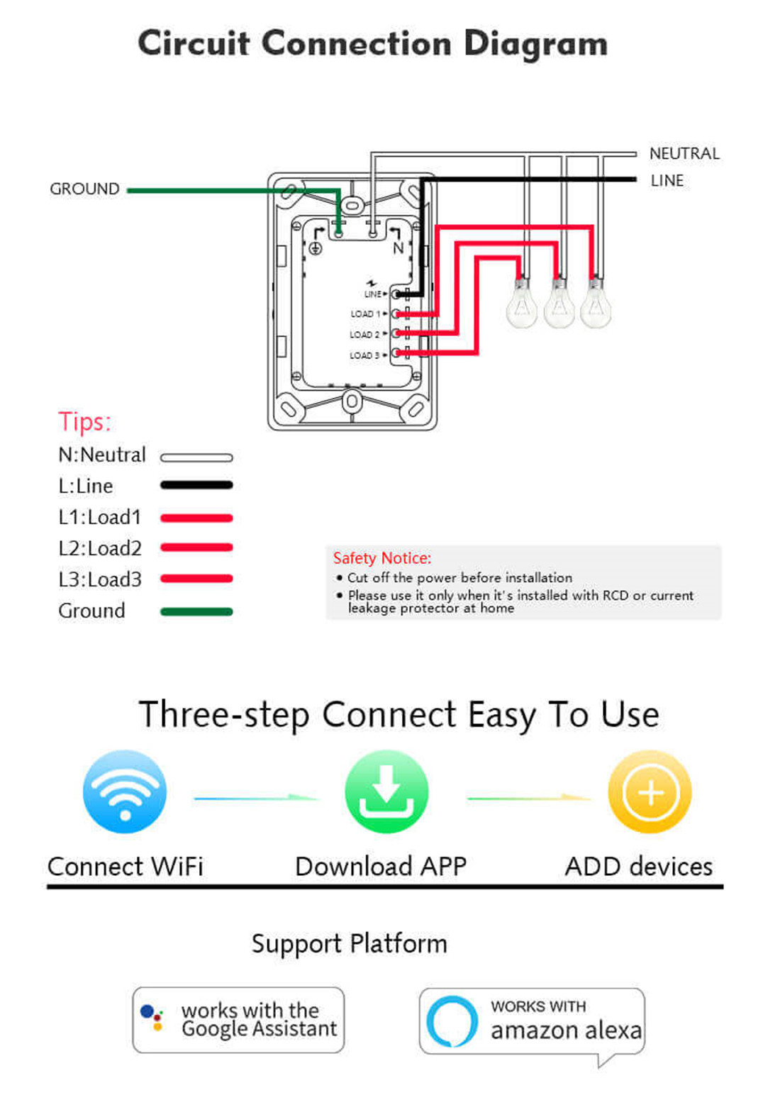 KS-811 1 Gang Smart Wall Switch Australia Netural Wire Required