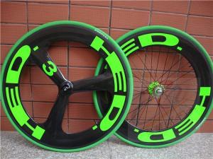 China Cheap China YOUNGFAN BIKE front tri-spokes&amp;88rear carbon clincher wheelsets for track bike factory