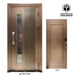 Anti Theft Powder Coated Finish Modern Aluminum Entry Doors Commercial Grey