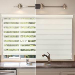 China DIY Smart Battery Operated Roller Blinds , Zebra Roller Shade Dual Fabric factory