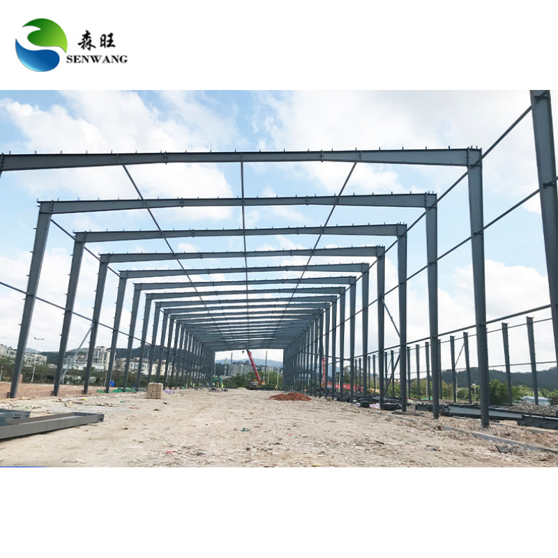 Customized Steel Structure Workshop With Cladding Sheet / Sandwich Panel