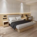 High Grade Hotel Bedroom Furniture Artificial Leather Eco - Friendly Panel