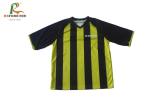 Uniform Jersey V Neck Black And Yellow Striped T Shirt Polyester / Spandex