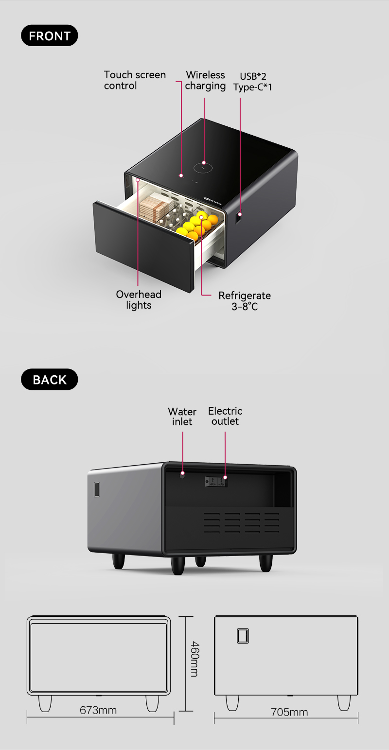 Wireless Charging Feature in Mini Refrigerated Cabinets for Small Household Appliances