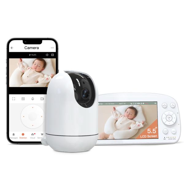 China 5.5 Inch 1080P Wifi 2.4Ghz video Baby Monitor Night Vision Two Way Talk Smart Temperature Display factory