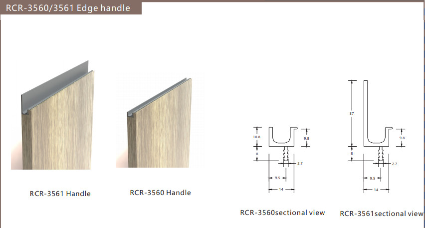 L Shape Hidden Aluminum Furniture Handle Anodized 12 Inch
