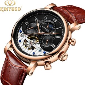 China KINYUED Custom Logo Original Luxury Brand Self Winding Automatic Mechanical Tourbillon Watch for Men factory