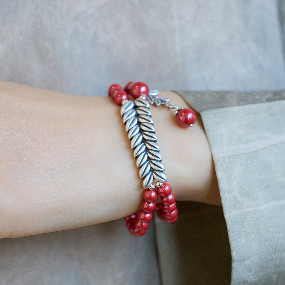 New Cinnabar Beads On Single Loop For Fashion Charm Bracelets Simple Design For Jewelry Crafts jasper Loose Natural Stone Beads Custom Red Cinnabar