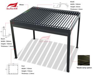China Waterproof Manual Louvered Pergola Outdoor Aluminium Garden Gazebo 4x4m factory