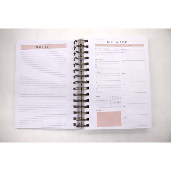 Paper Cover Custom Logo A5 Pink Spiral Weekly Monthly Manifestation Goal Diary Journal Planner Agenda Notebook