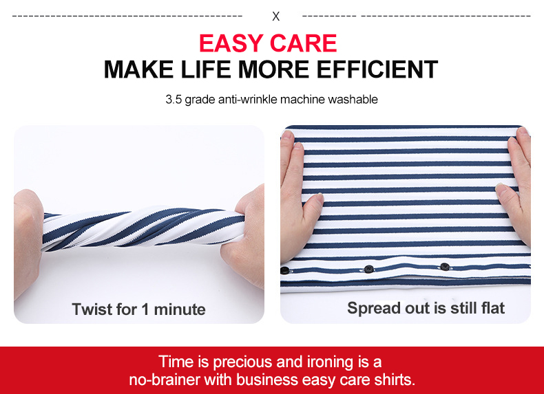 Winter Business Casual Men's Striped Shirt with Non-Ironing and Heat-transfer Printing