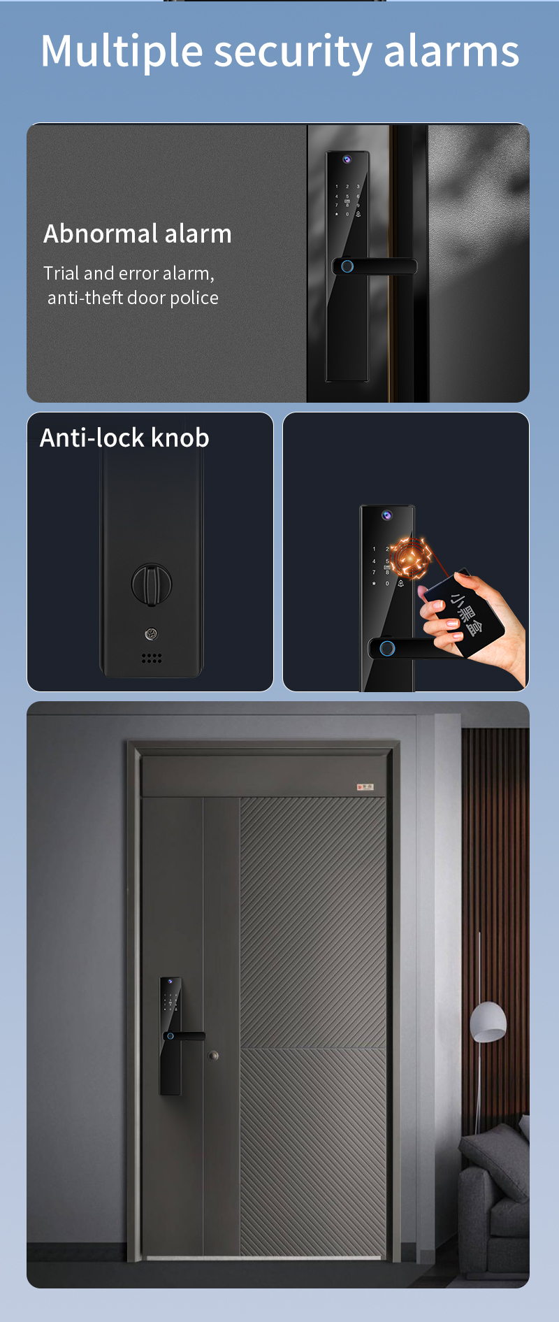 Qleung Tuya Wifi Remote Control HD Camera Video Intercom Fingerprint Card Code Key S819-2Max Smart Home Door Lock