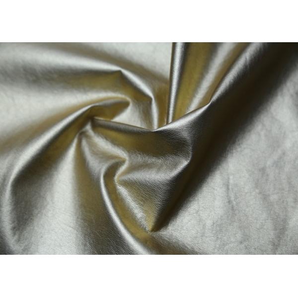 China Gold Pearlied Polyurethane Faux Leather , Custom Synthetic Leather Fabric factory