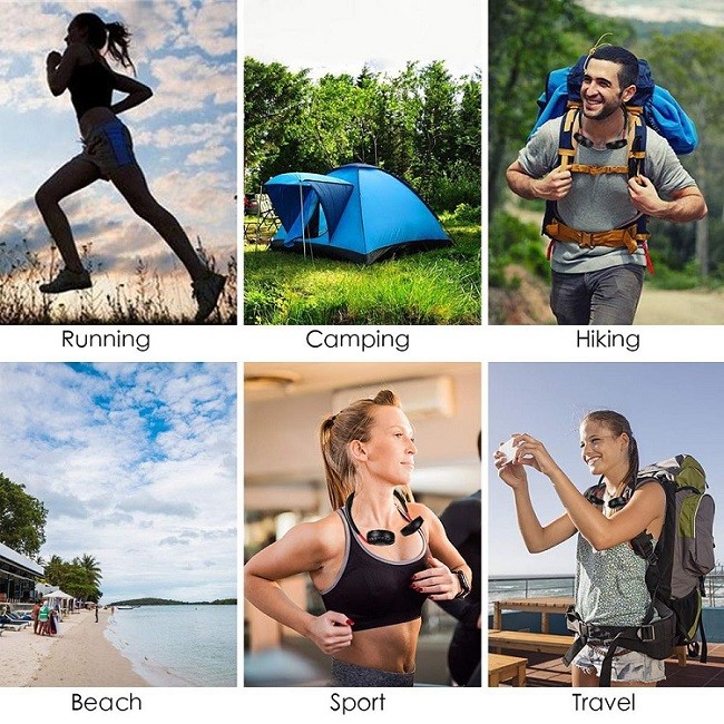 Folding 3 Speed 2000mAh 5hrs Portable Hanging Neck Fan