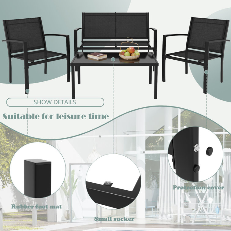Product Weight 50.66 lb. Modern Steel Garden Furniture Set for Outdoor Entertaining