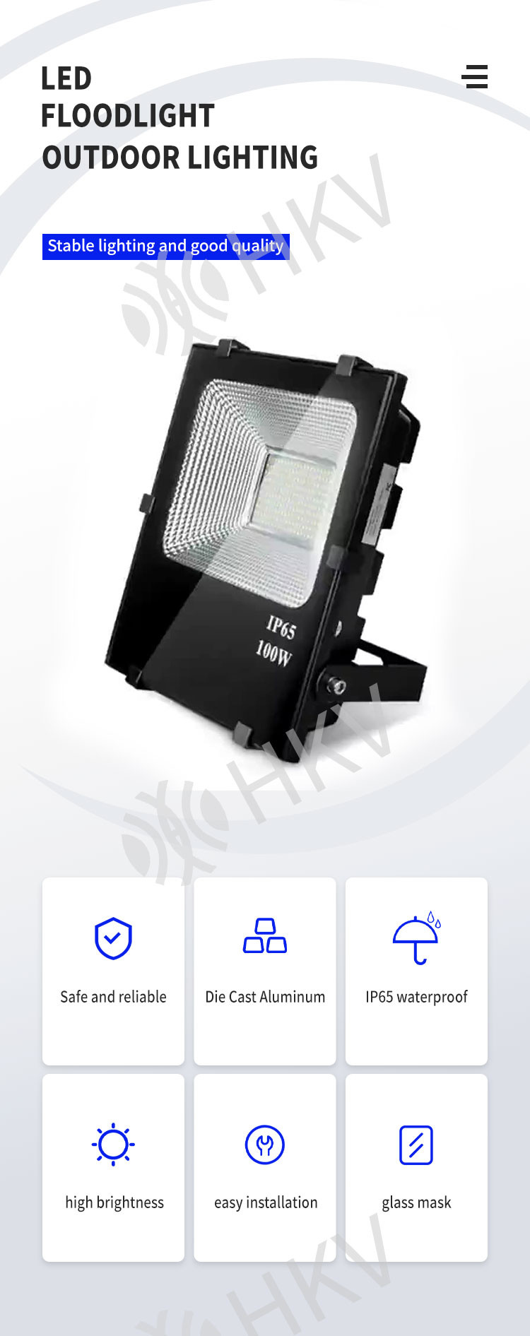Black Adjustable Outdoor Waterproof Light 10/30/50/100/150/200W Exterior Street Floodlight