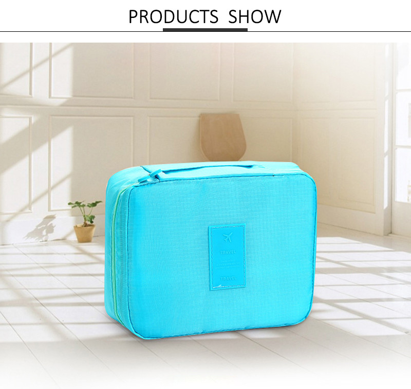 Zipper Closure 21*8*16cm Solid Color Cosmetic Storage Bag