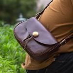 Handmade Vintage Men's Shoulder Crossbody Bag with Top-Layer Vegetable Tanned
