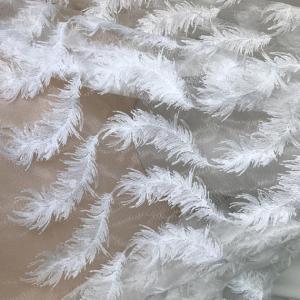 China White Stretch Embroidered Mesh Lace Fabric By The Yard For Wedding Dress / Evening Dress factory
