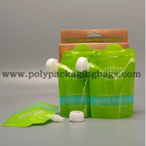 Resealable 150ml 200ml 100mic Stand Up Spout Pouch With Caps For Juice