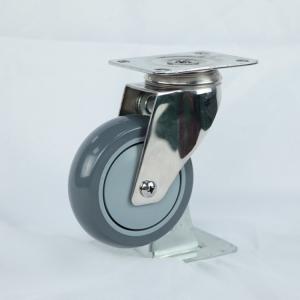 China 4 Inch SS Silent Wheel Plate Type Swivel Polyurethane Stainless Steel Castor Wheels Medium Duty factory