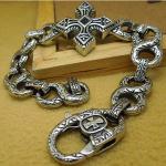 Men's Vintage Silver Plated 316l Titanium Stainless Steel Chain Cross Bracelet