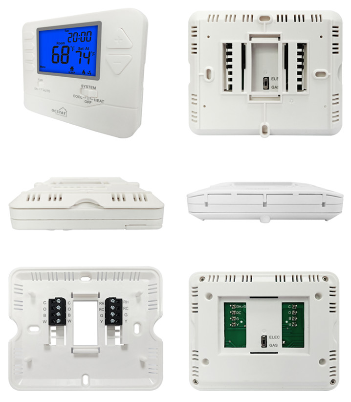 24V Wired Programmable Fireproof ABS HVAC Thermostat