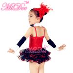 Children'S Dance Clothes Black Red Sequin Tutu Skirt For Solo Performance