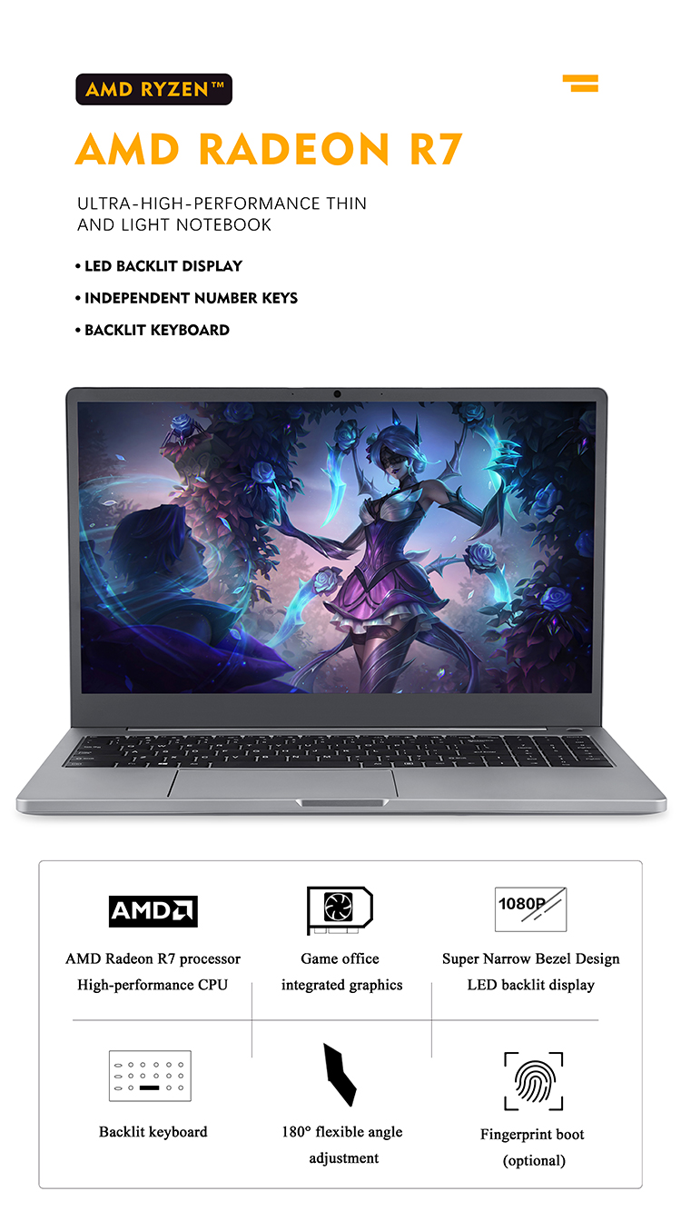 15.6 Inch Ultra Thin Laptop PC with J3160 Braswell Processor 240g SSD 4G RAM WiFi