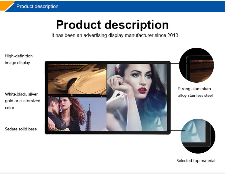 OEM Wall Mounted Rk3288 Indoor Digital Signage Screen 450cd/M2