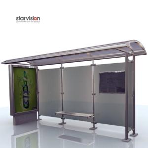 China Municipal Arcade Roofing Passenger Waiting Shelters With Advertising Lightbox factory