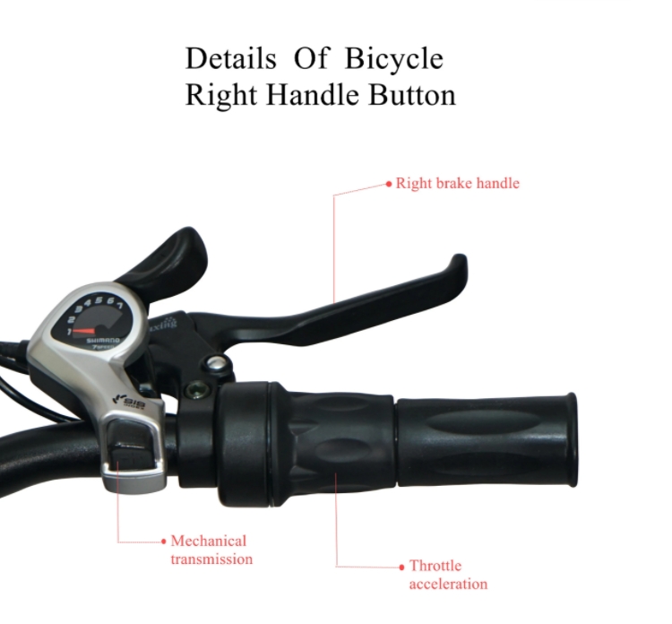 7 Speed Electric Mountain Bike 500W 48V Motor 17Ah Battery Disc Brake For Adults