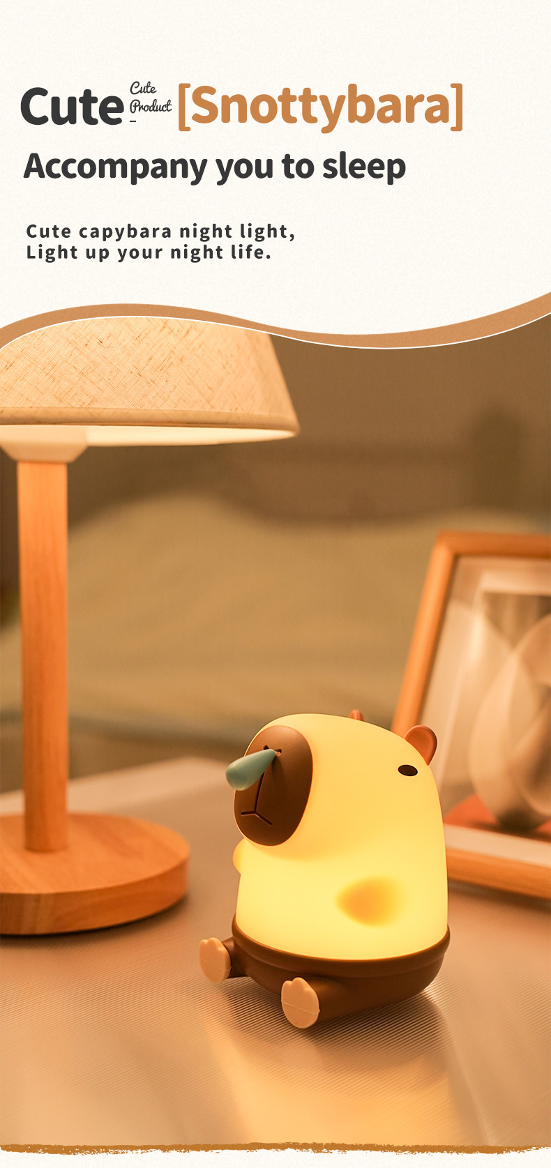 Creative Room Decoration LED Snottybara Night Light USB Rechargeable Cartoon Animal Nursery Silicone Lamp
