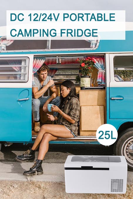 Beach Vacation Design Style 25L 12V/24V Car Fridge Freezer -20 10 C Temperature Range