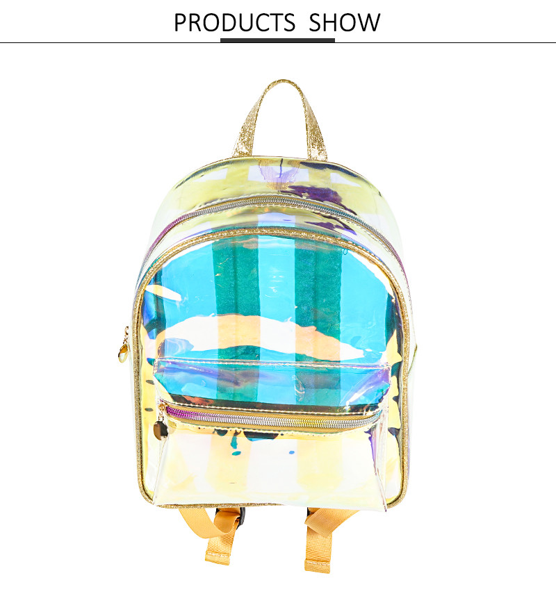 Custom Holographic Reflective Bags Wholesale Rainbow TPU Clear Backpack