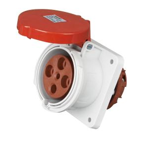 China Red 63a 3 Phase Socket , 400 Volts 4 Pins Industrial Power Socket Outlet factory