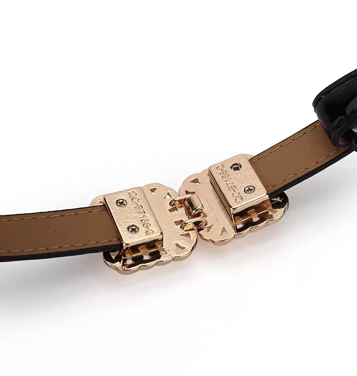 OEM Adjustable Length Women's Fashion Leather Belts Skinny Pearl Locked Buckle