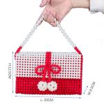Red Beaded Clutch Pearl Bag Flower Wrist Hand Woven With White Cap OEM ODM