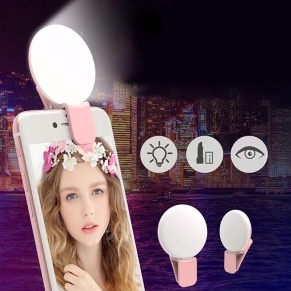 Mini Portable Selfie Beauty Fill Light Phone Clip USB Recharge Three Brightness