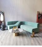 Italian Luxury Hotel Lobby Furniture Corner Velvet Multi Person Lazy Sofa