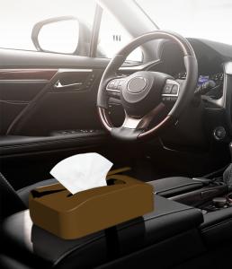 China 16x11x8cm SEDEX Car Tissue Box Holder PU Leather Materials factory