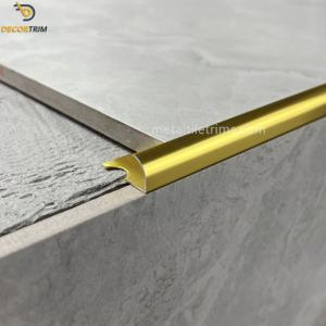 China 10x2500mm Aluminium Tile Trim High Gloss Gold Marble Bullnose External factory